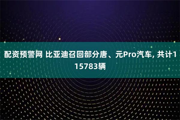 配资预警网 比亚迪召回部分唐、元Pro汽车, 共计115783辆